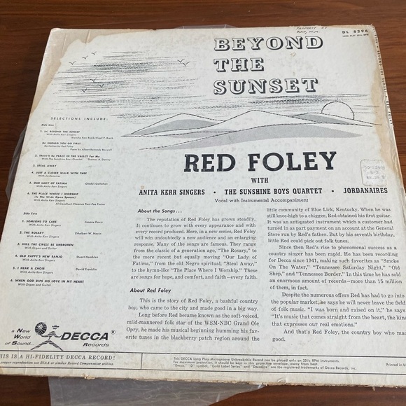 Beyond the Sunset Red Foley Vinyl Record - Picture 2 of 2